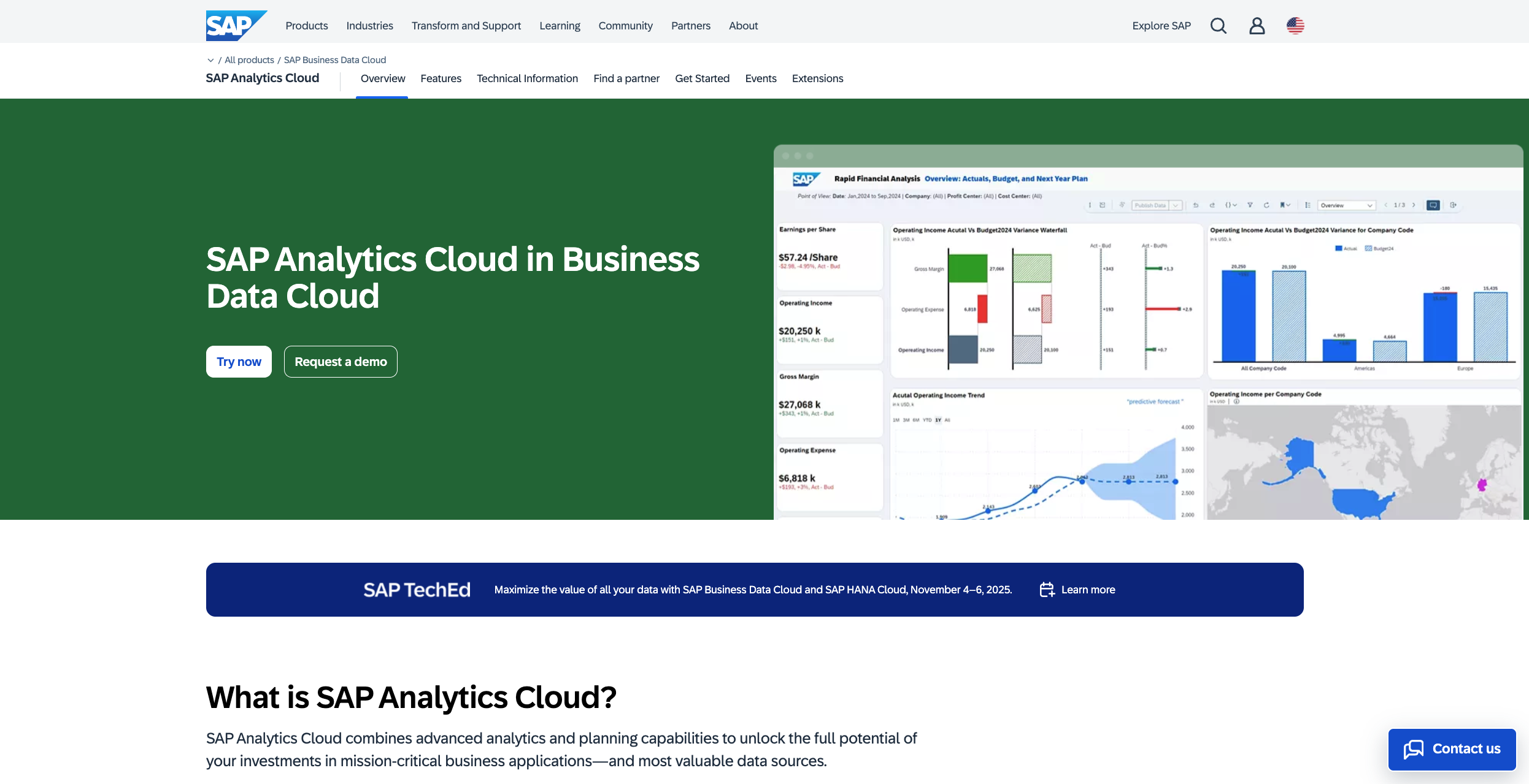 SAP Analytics screen