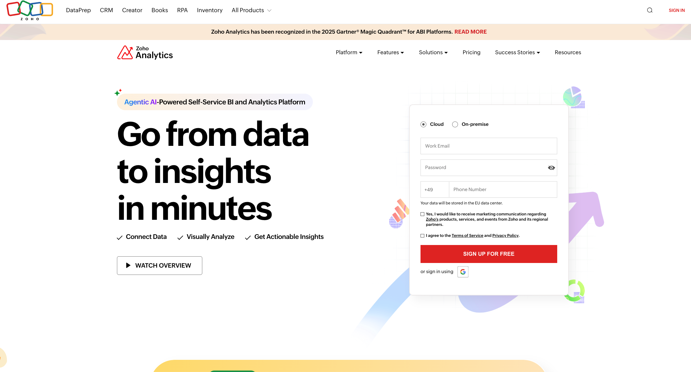 Zoho Analytics screen