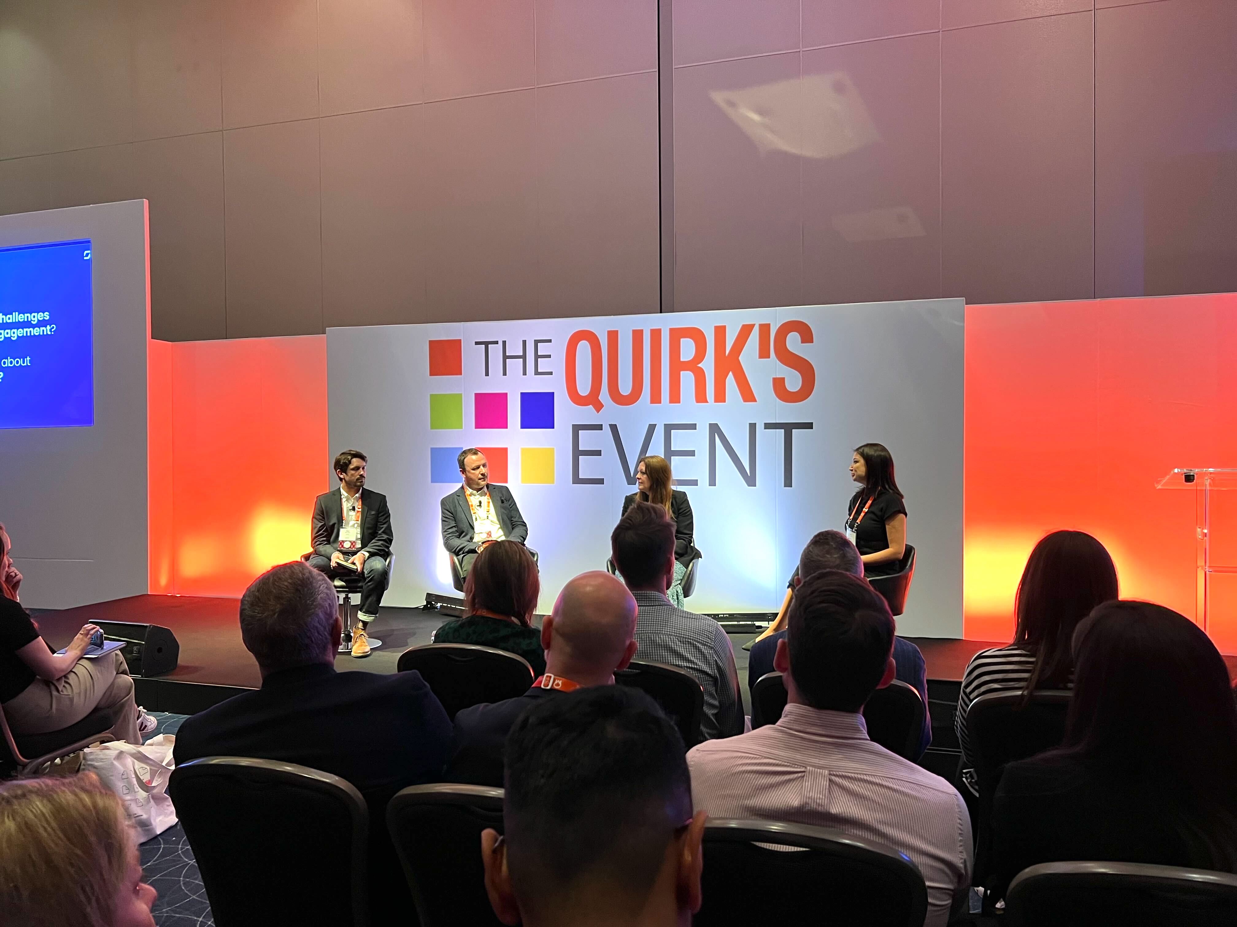 Laura Lockley, Chief Customer Officer at Stravito, hosts a panel of insights experts at Quirk's London 2023