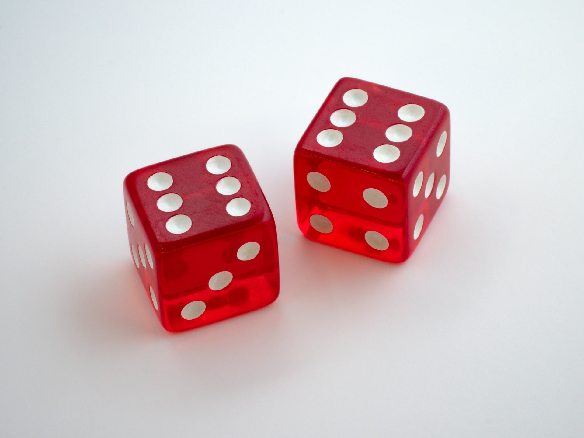 Two red and white dice 