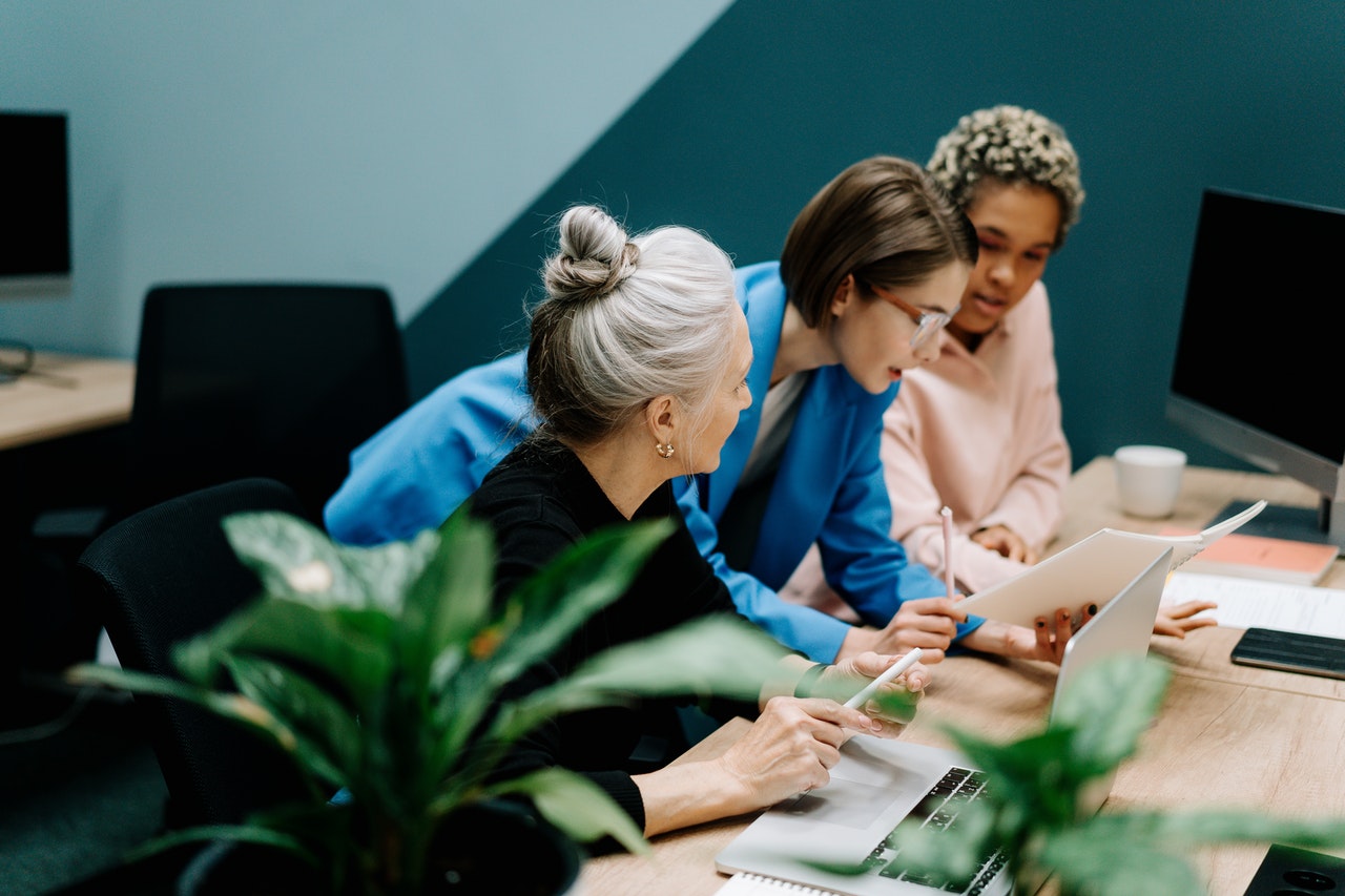 Businesswomen sitting together in an office