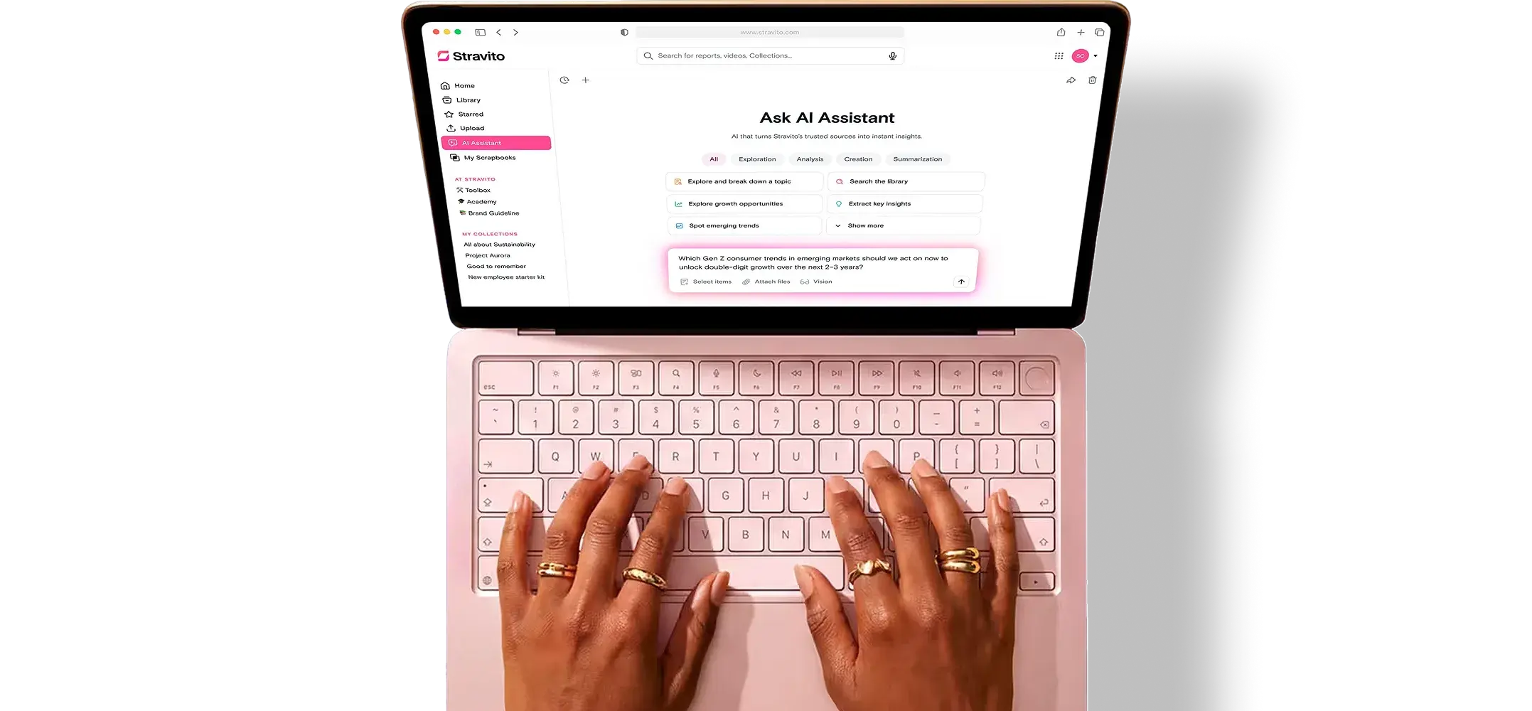 Laptop with hands typing